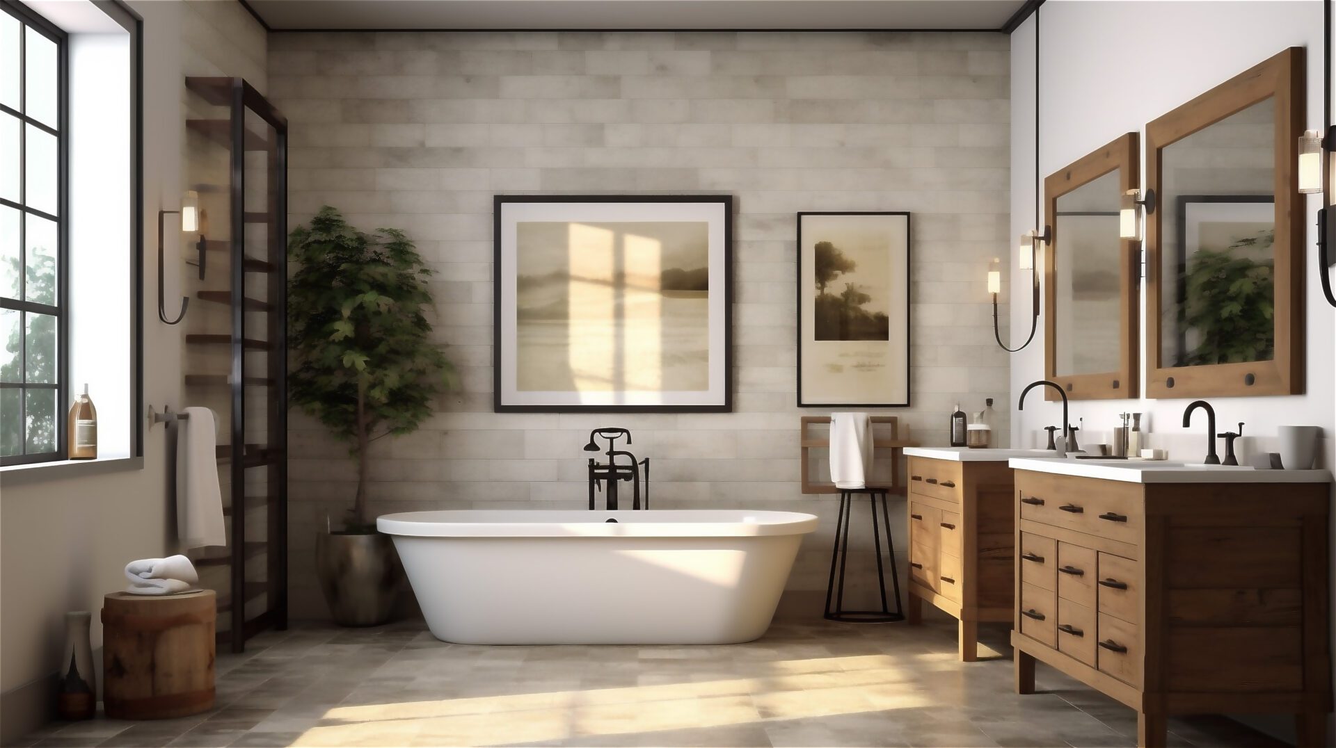 Generative AI, Modern Farmhouse Bathroom Design Generative AI, Modern Farmhouse Bathroom Design